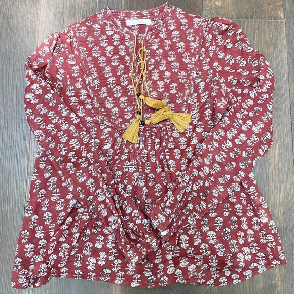 Doen Tops - Doen Maroon Blouse with Tassels